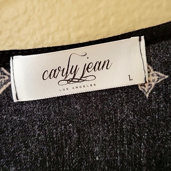 Carly Jean Los Angeles Black Brown Boho Button Front Dress - Size Large - Picture 7 of 8